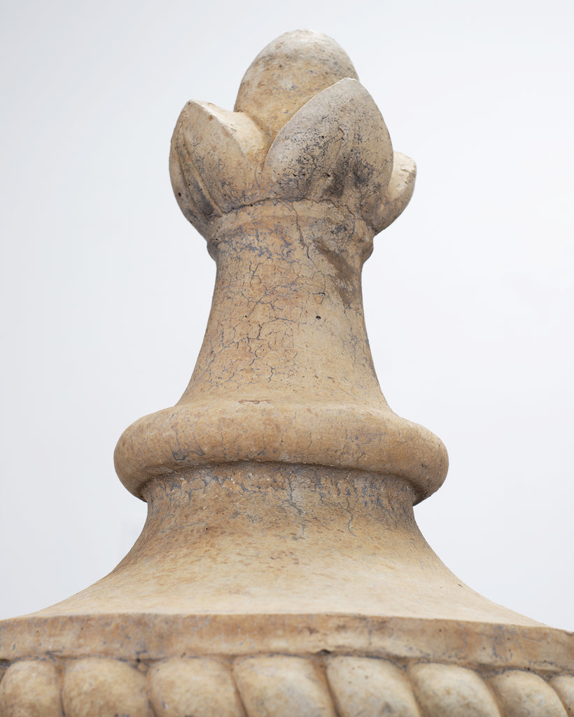 Neoclassical Cast Stone Garden Finial on Pedestal 44 Inch