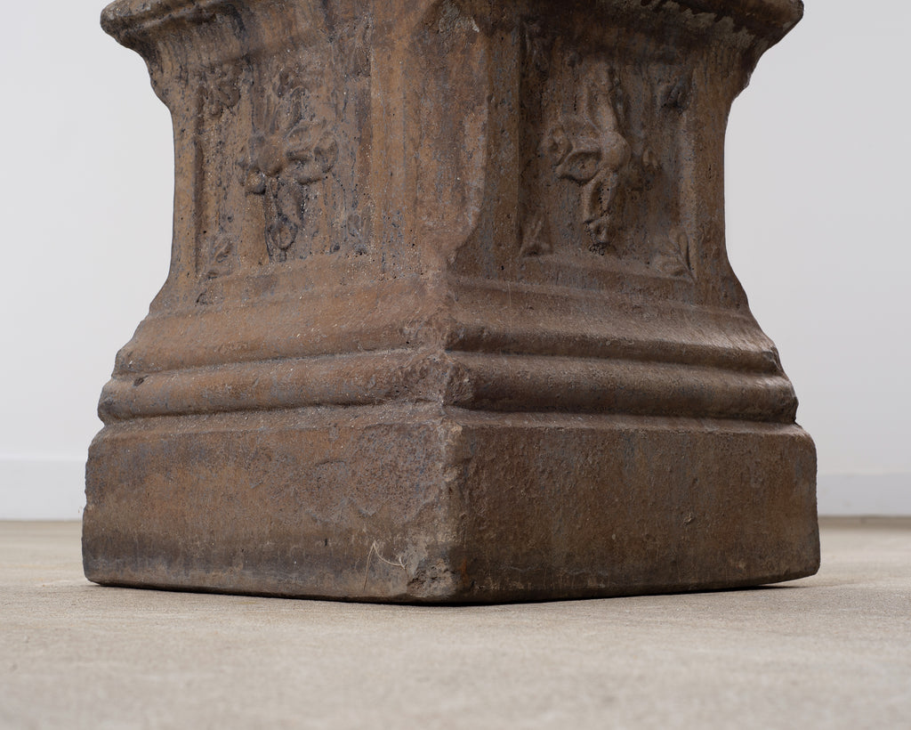 Neoclassical Cast Stone Garden Finial on Pedestal 44 Inch