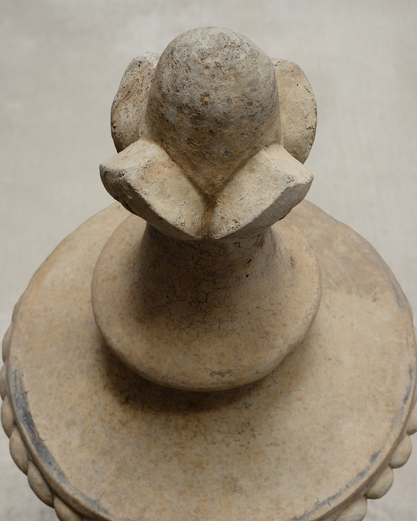 Neoclassical Cast Stone Garden Finial on Pedestal 44 Inch