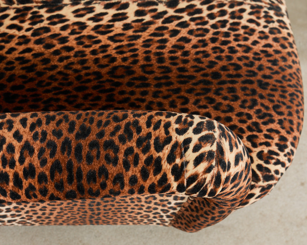 Pair of George Smith Jules Lounge Chairs in Leopard Velvet