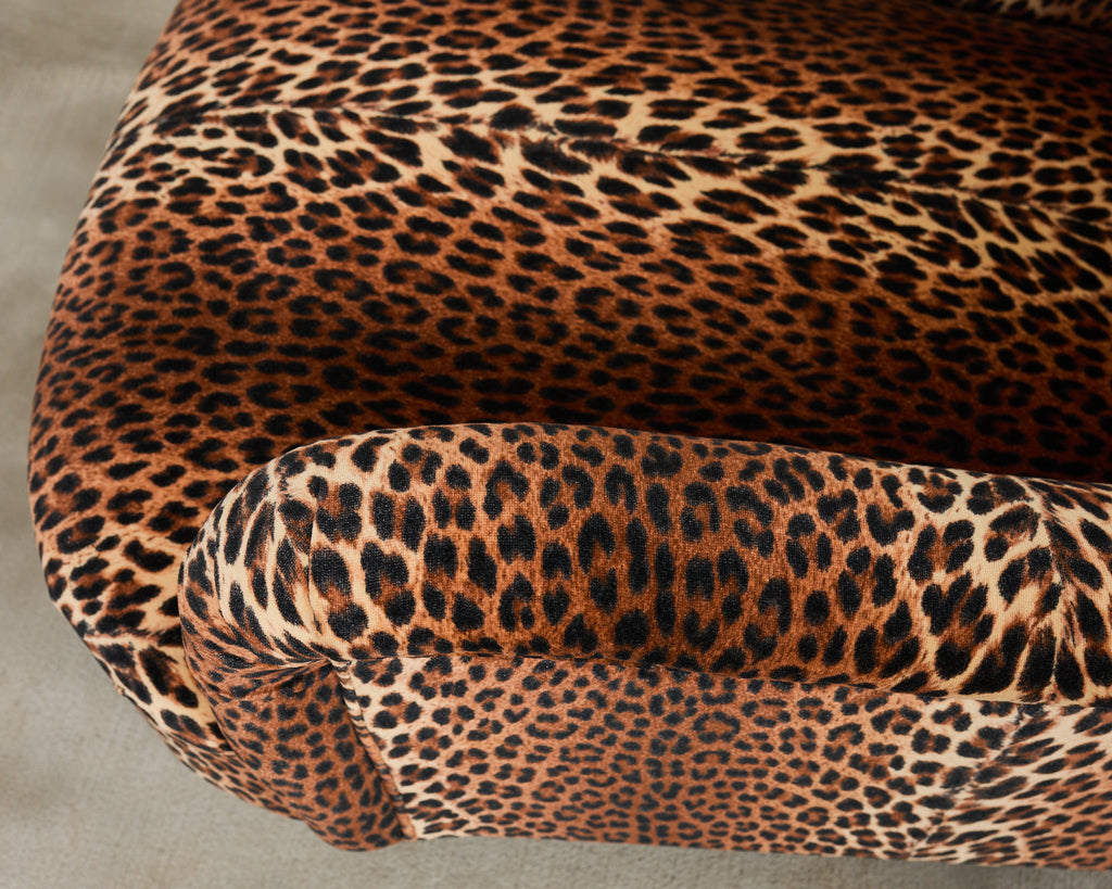 Pair of George Smith Jules Lounge Chairs in Leopard Velvet