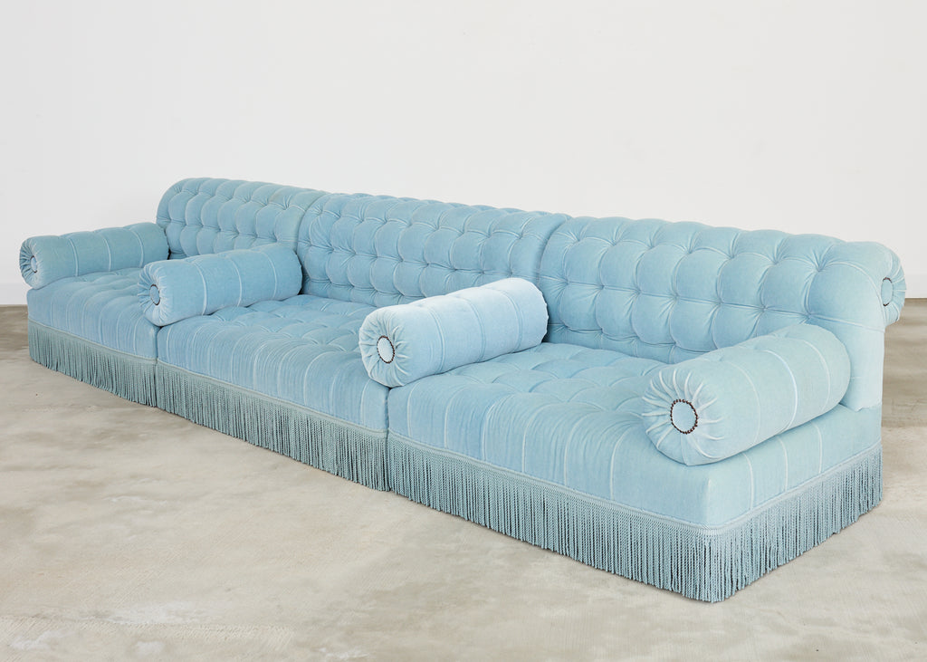 George Smith Mohair Velvet Ottoman Sofa Banquette