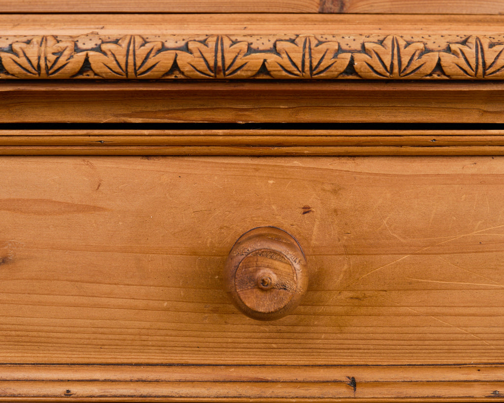 French Pine Astral Glazed Bookcase Cabinet with Column Supports