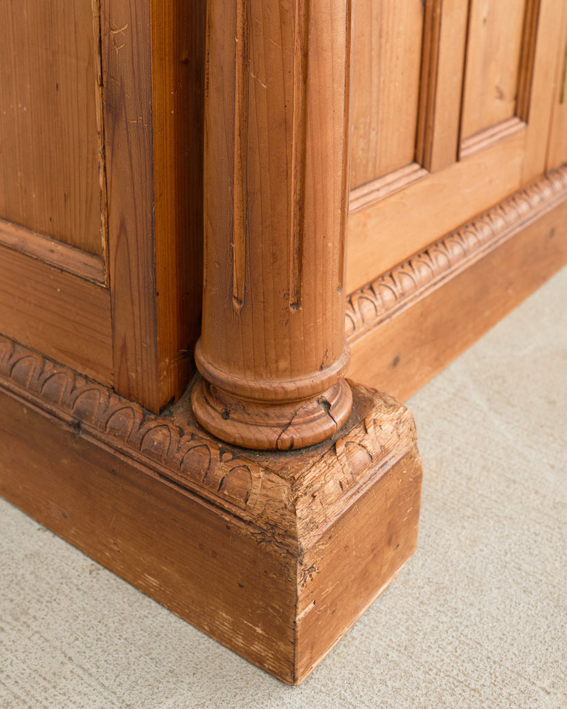 French Pine Astral Glazed Bookcase Cabinet with Column Supports