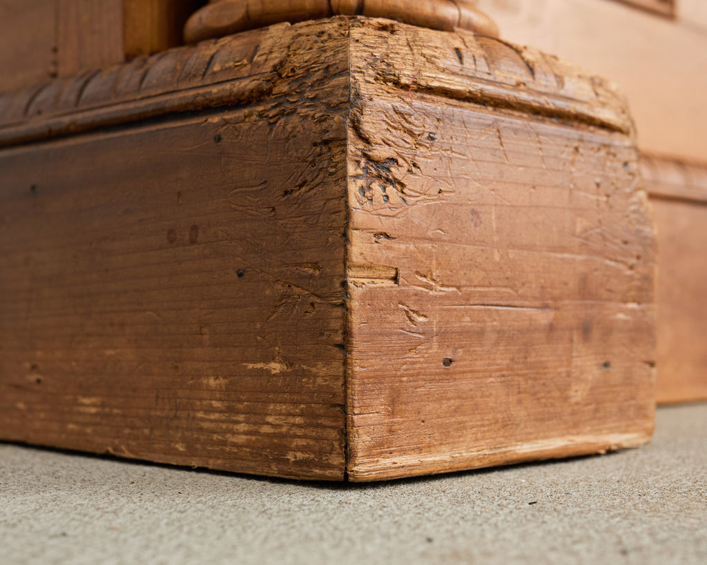 French Pine Astral Glazed Bookcase Cabinet with Column Supports