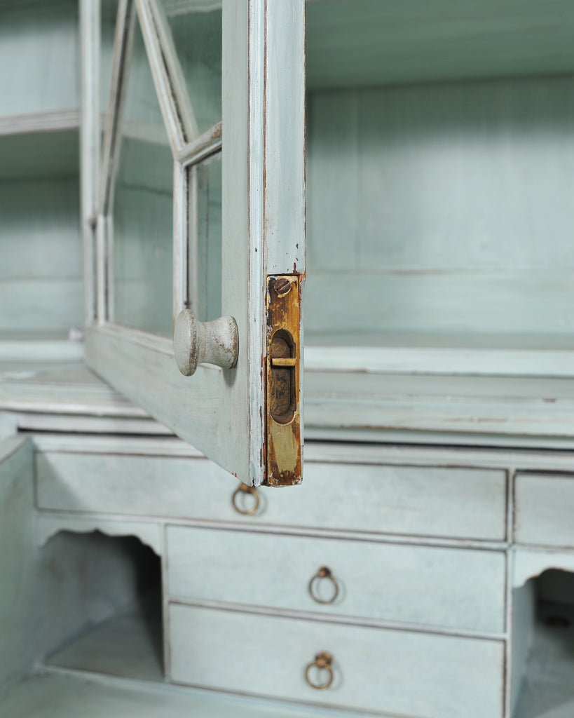 19th Century Georgian Astral Glazed Painted Bookcase with Secretary