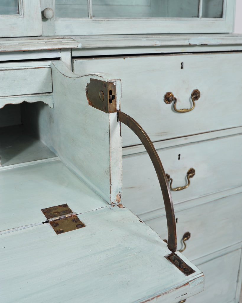 19th Century Georgian Astral Glazed Painted Bookcase with Secretary