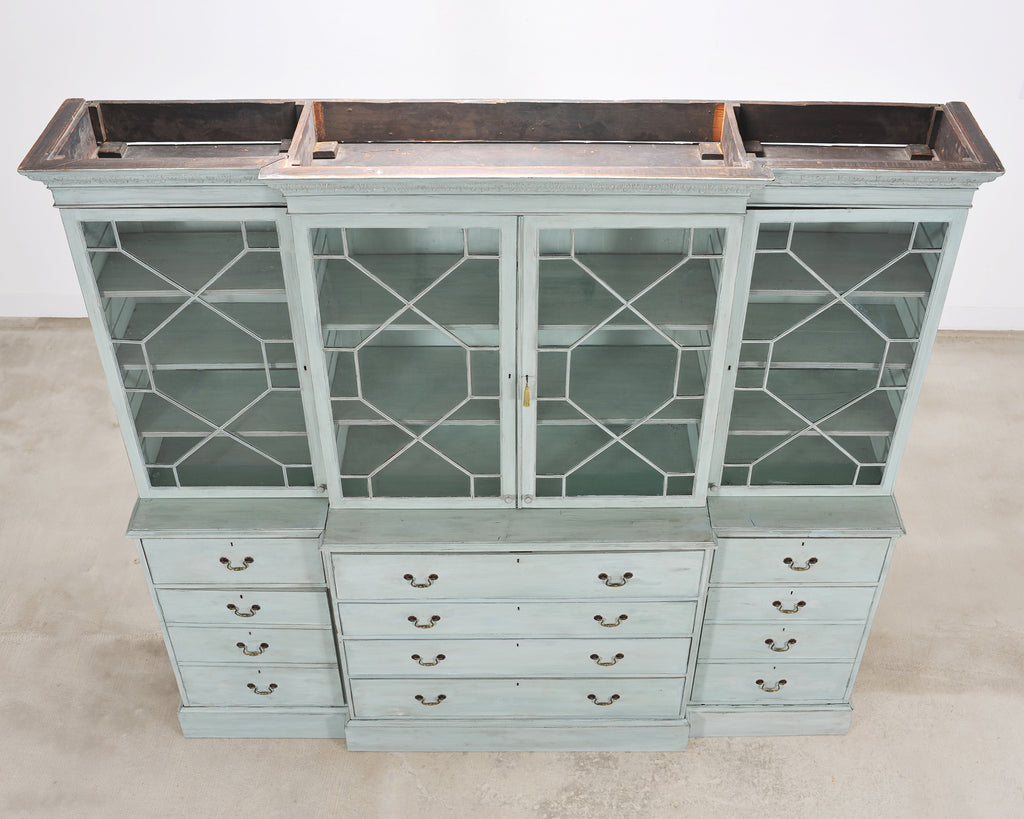 19th Century Georgian Astral Glazed Painted Bookcase with Secretary