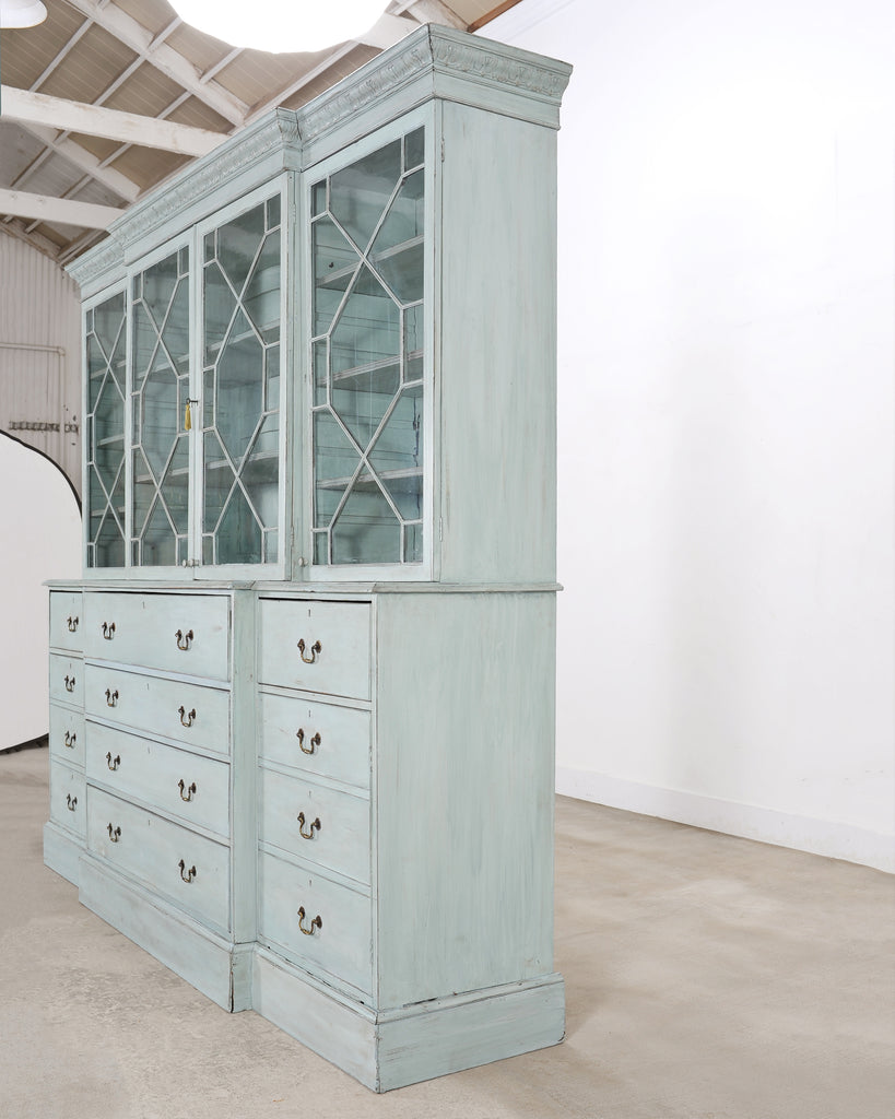 19th Century Georgian Astral Glazed Painted Bookcase with Secretary