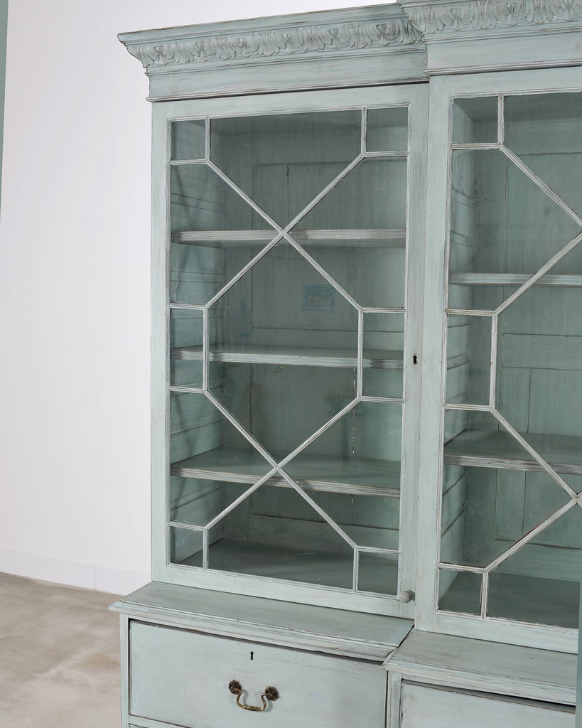 19th Century Georgian Astral Glazed Painted Bookcase with Secretary