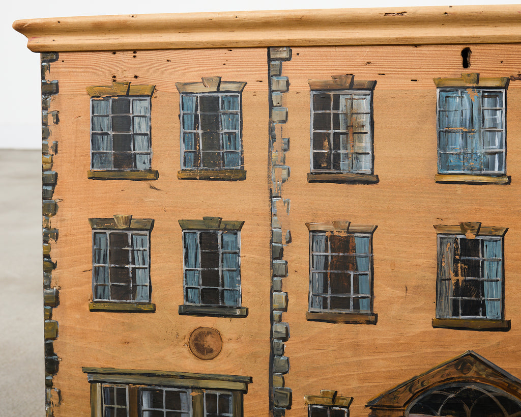 Country English Painted Pine Trunk with Georgian House Facade