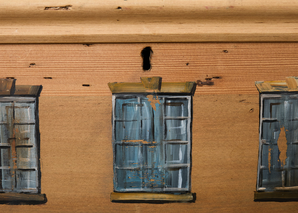 Country English Painted Pine Trunk with Georgian House Facade