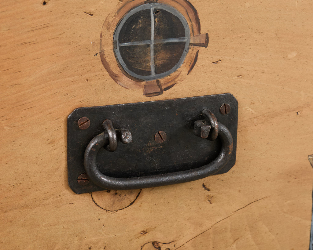 Country English Painted Pine Trunk with Georgian House Facade