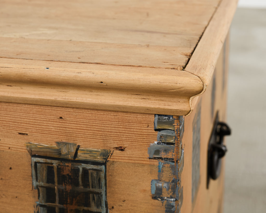 Country English Painted Pine Trunk with Georgian House Facade