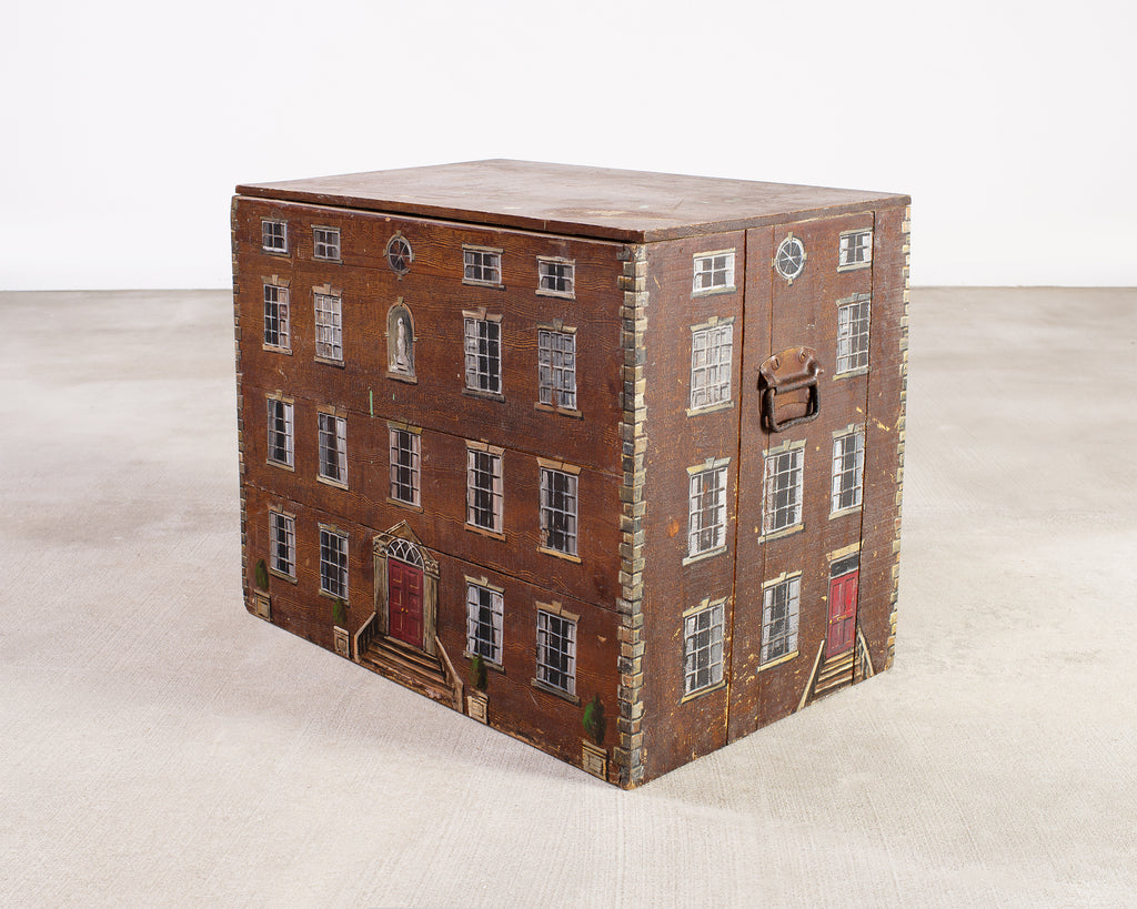 Country English Painted Pine Trunk with Georgian House Facade