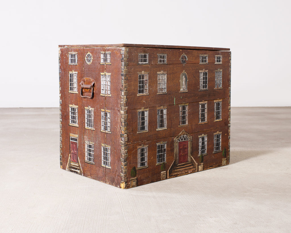 Country English Painted Pine Trunk with Georgian House Facade