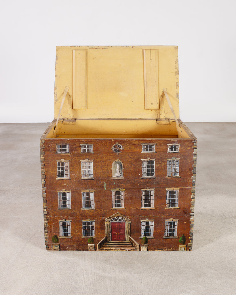 Country English Painted Pine Trunk with Georgian House Facade