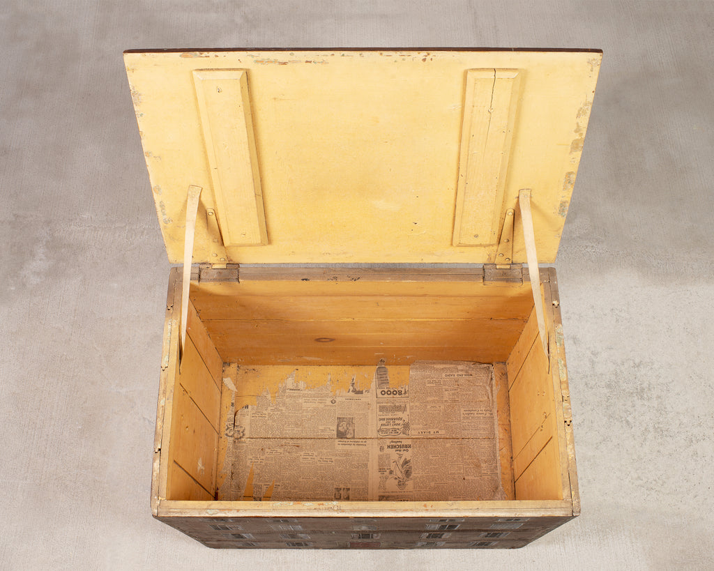 Country English Painted Pine Trunk with Georgian House Facade