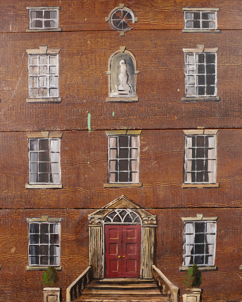 Country English Painted Pine Trunk with Georgian House Facade