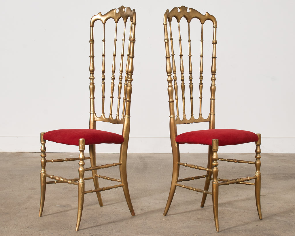 Pair of Italian Giltwood High Back Chiavari Chairs