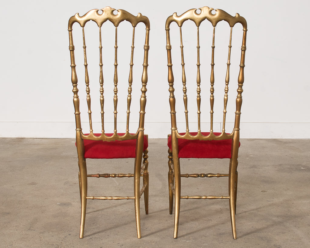 Pair of Italian Giltwood High Back Chiavari Chairs