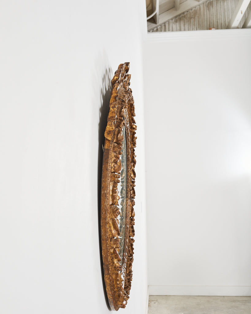 Louis XVI Baroque Style Oval Ribbon Swag Wall Mirror