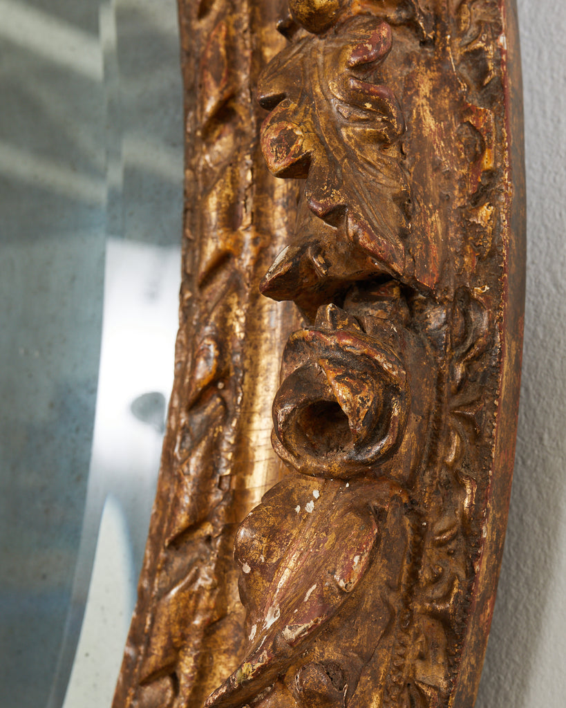 Louis XVI Baroque Style Oval Ribbon Swag Wall Mirror