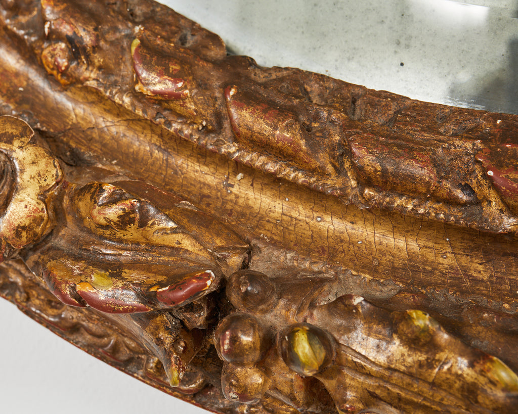 Louis XVI Baroque Style Oval Ribbon Swag Wall Mirror