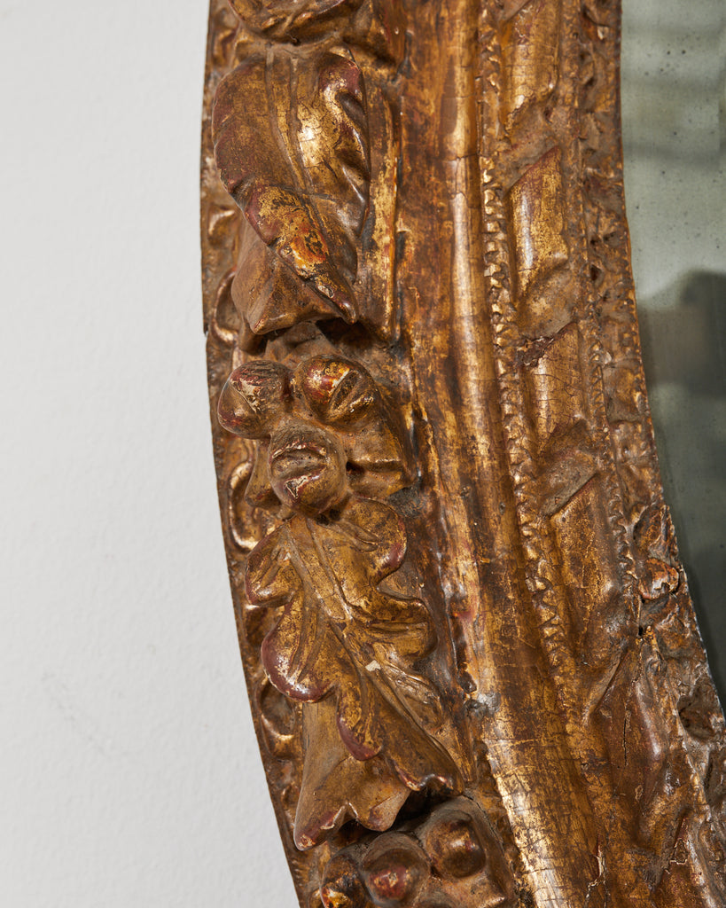 Louis XVI Baroque Style Oval Ribbon Swag Wall Mirror