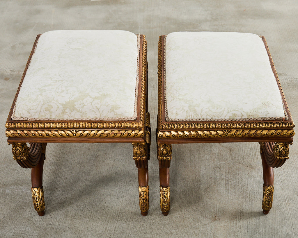Pair of Neoclassical Style Italian Curule Bench Seats