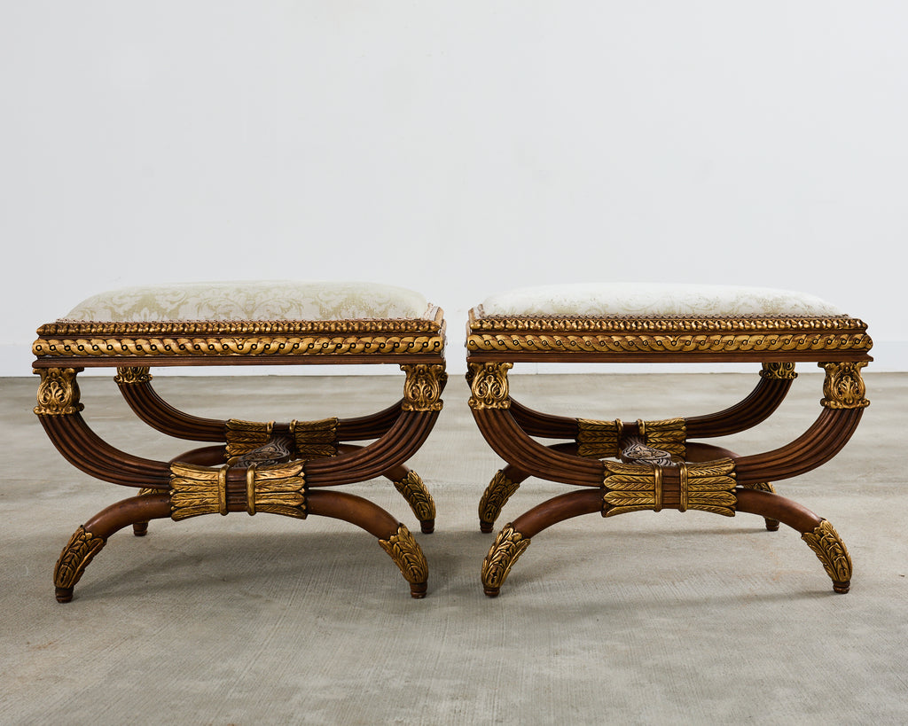 Pair of Neoclassical Style Italian Curule Bench Seats