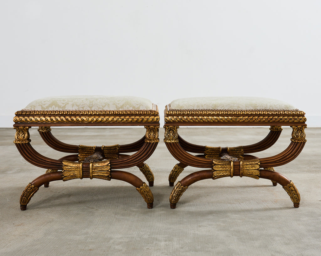 Pair of Neoclassical Style Italian Curule Bench Seats