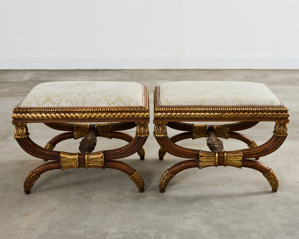 Pair of Neoclassical Style Italian Curule Bench Seats