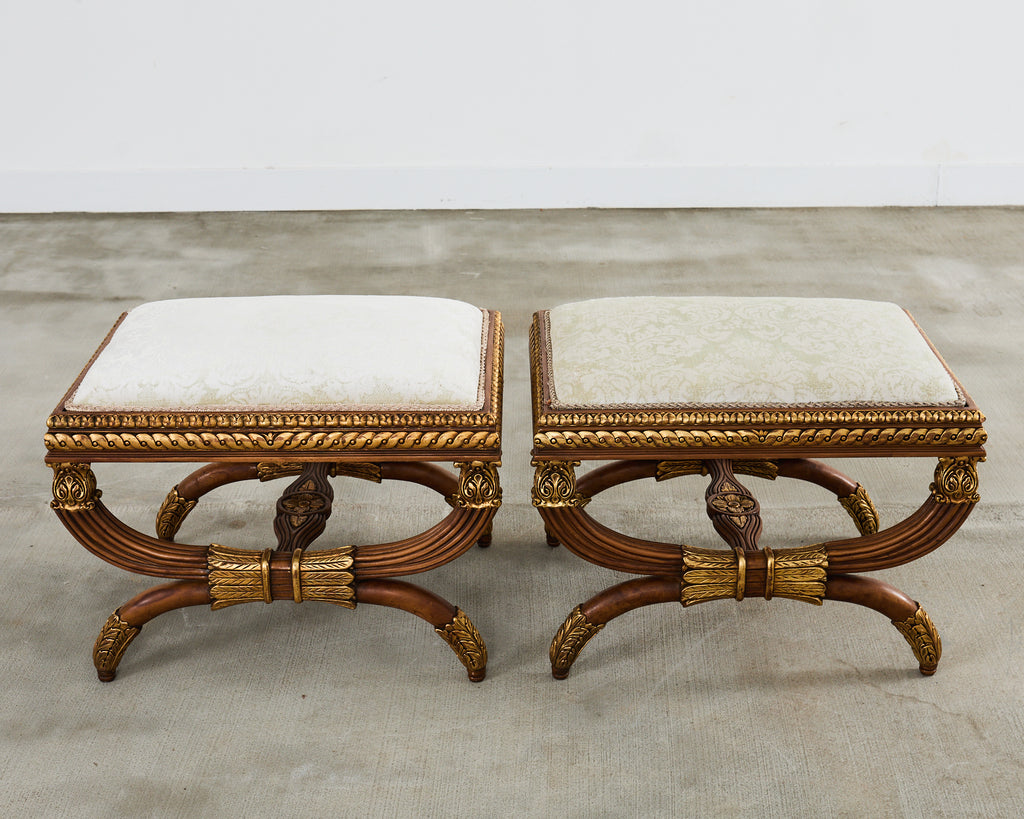 Pair of Neoclassical Style Italian Curule Bench Seats