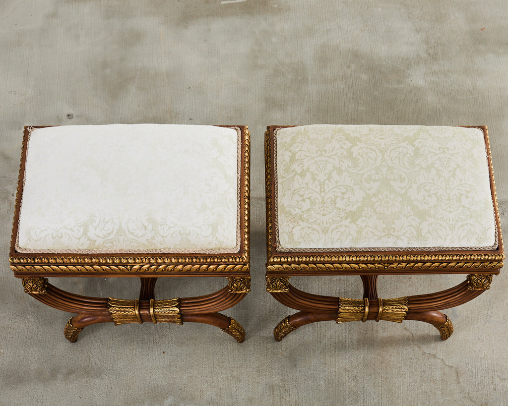 Pair of Neoclassical Style Italian Curule Bench Seats