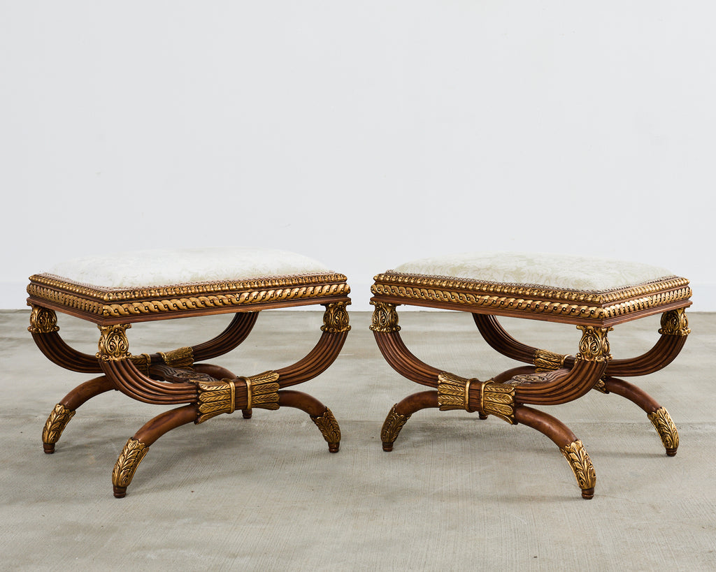 Pair of Neoclassical Style Italian Curule Bench Seats