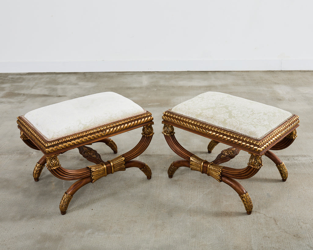 Pair of Neoclassical Style Italian Curule Bench Seats