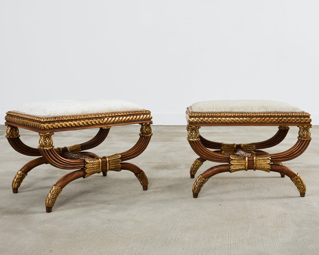 Pair of Neoclassical Style Italian Curule Bench Seats