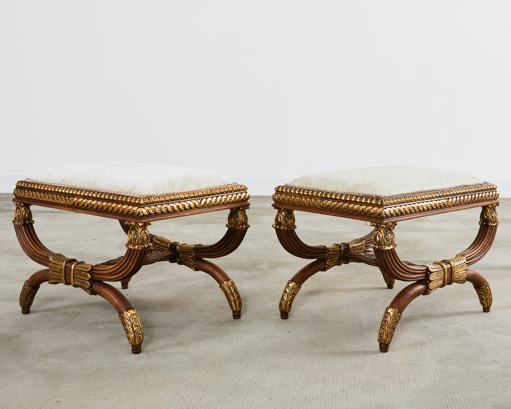 Pair of Neoclassical Style Italian Curule Bench Seats
