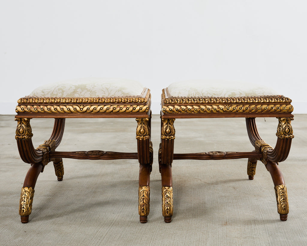 Pair of Neoclassical Style Italian Curule Bench Seats