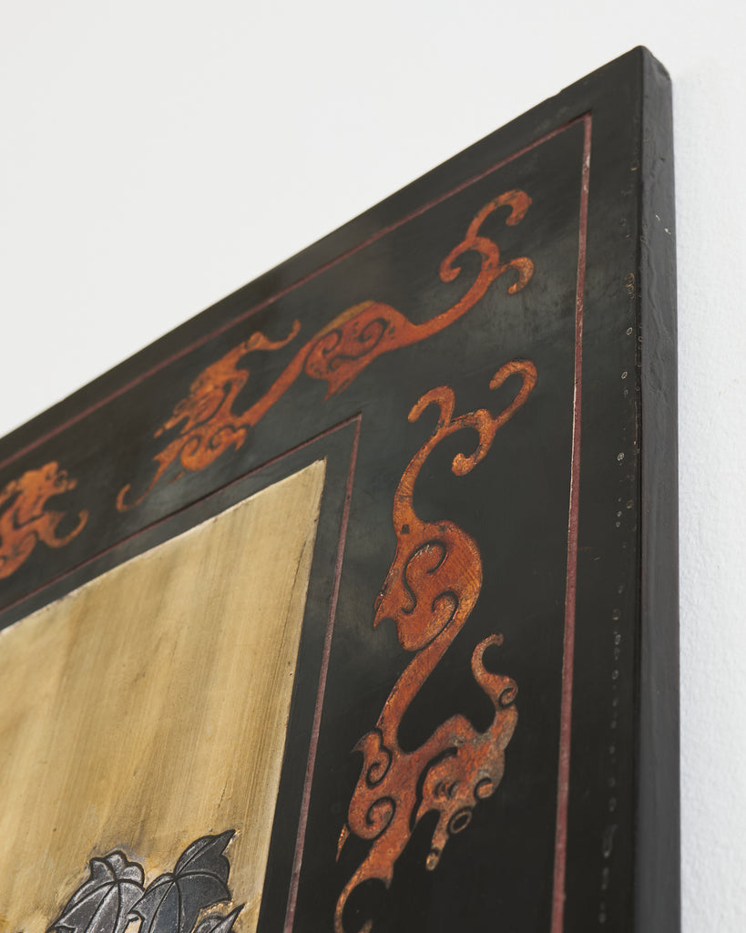 Chinese Export Six Panel Coromandel Screen Gilt Courtyard