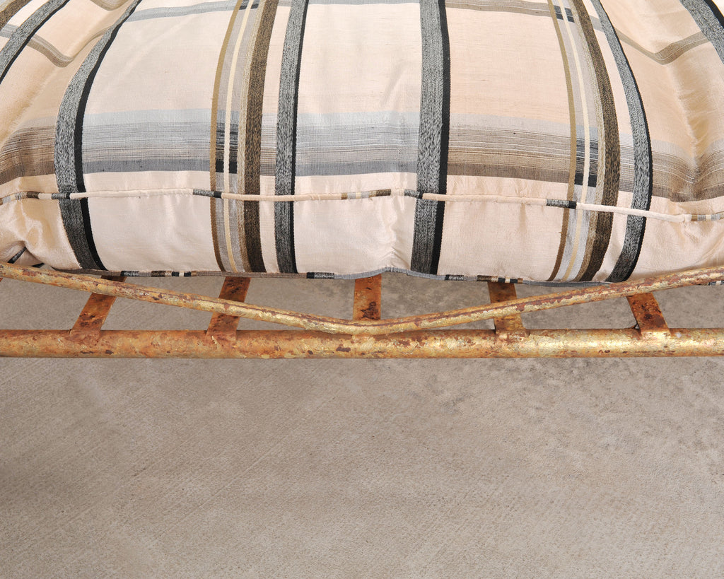 Giacometti Style Neoclassical Gilt Iron Daybed or Sofa 7 Ft