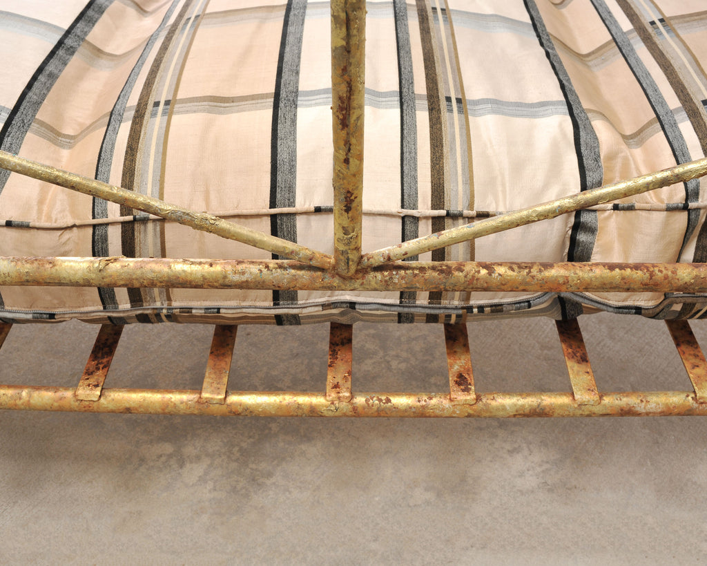 Giacometti Style Neoclassical Gilt Iron Daybed or Sofa 7 Ft