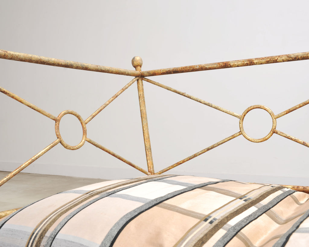 Giacometti Style Neoclassical Gilt Iron Daybed or Sofa 7 Ft