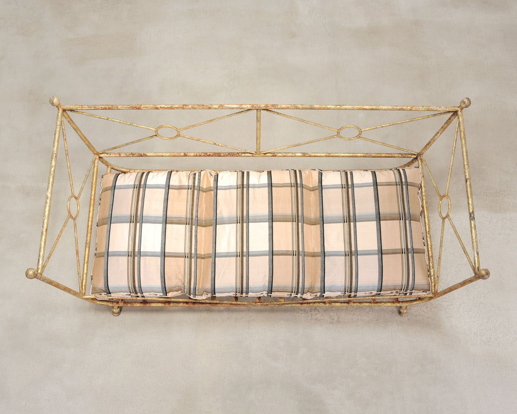 Giacometti Style Neoclassical Gilt Iron Daybed or Sofa 7 Ft