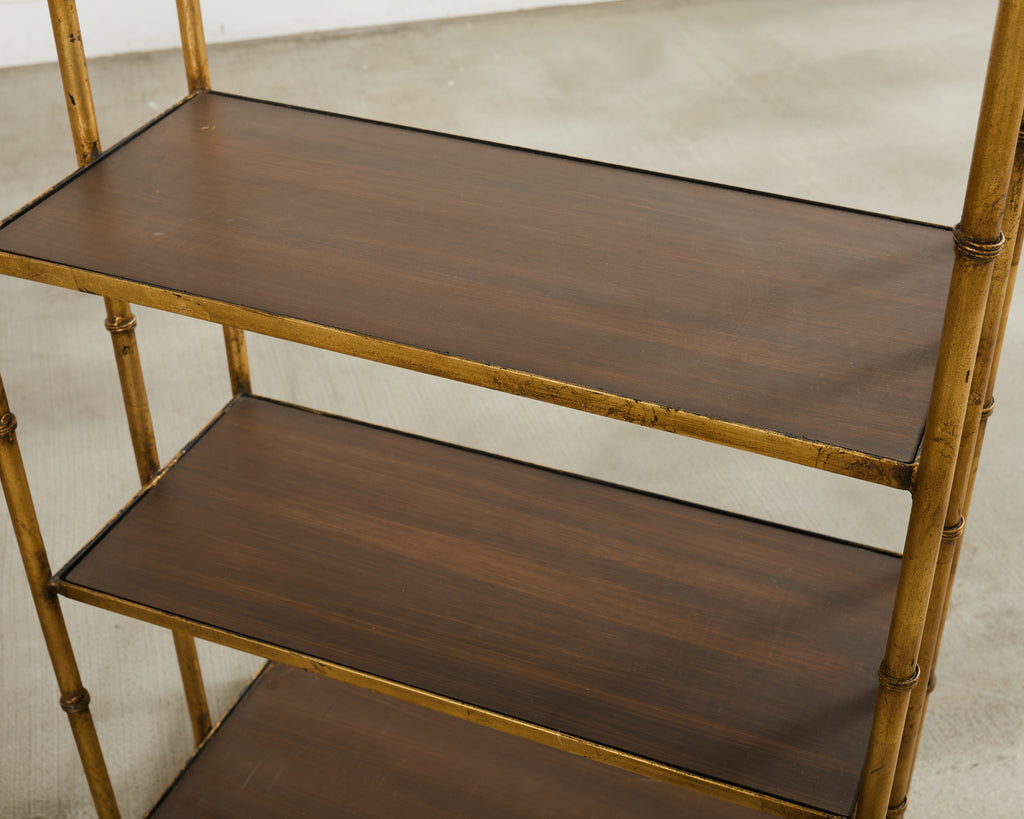 Pair Italian Regency Faux Bamboo Iron Etagere Shelves