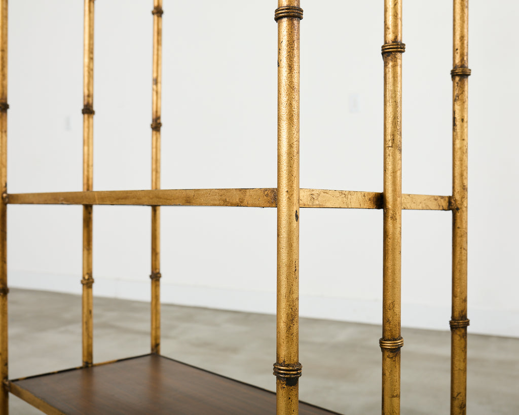 Pair Italian Regency Faux Bamboo Iron Etagere Shelves