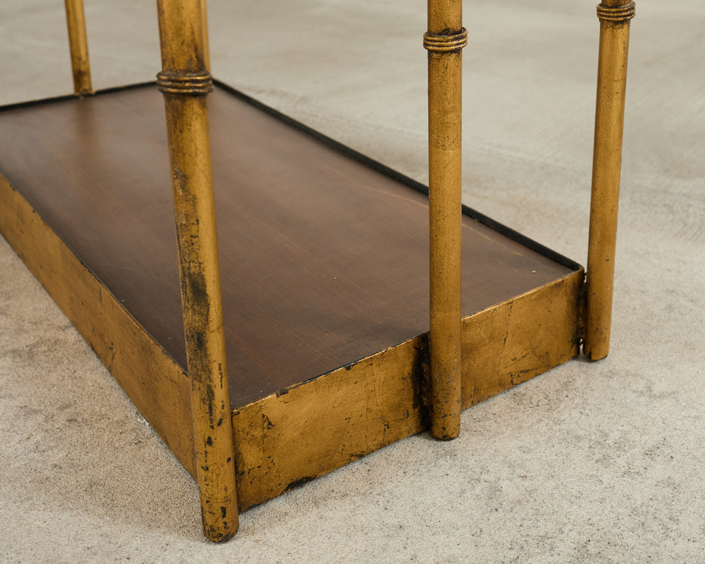 Pair Italian Regency Faux Bamboo Iron Etagere Shelves