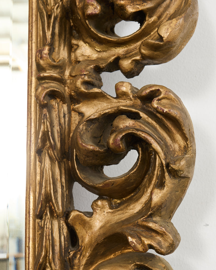 Monumental 19th Century Italian Baroque Style Giltwood Mirror 6 Ft.