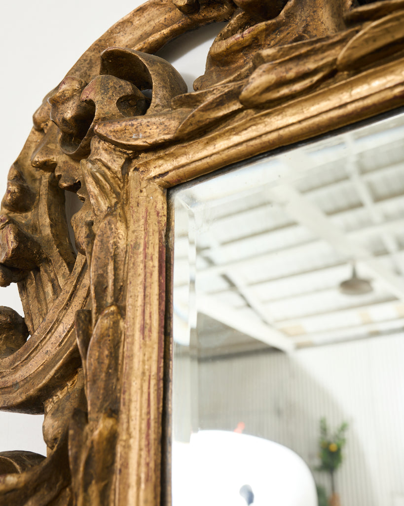 Monumental 19th Century Italian Baroque Style Giltwood Mirror 6 Ft.